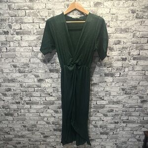 EUC All in Favor Deep Green Midi Dress Size S